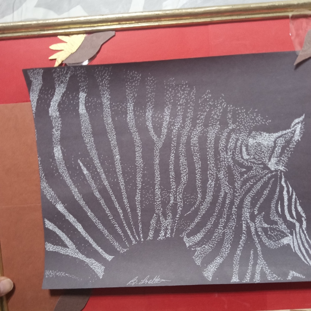 Stippling. "Zebra dot" 8.5" x 11" white get pen on black paper